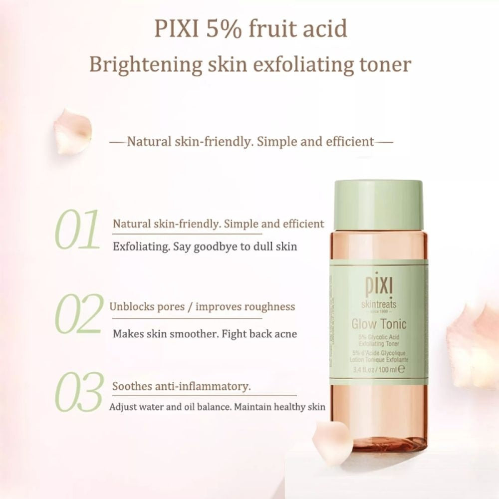 Pixi 5% Glow Glycolic Acid /Retinol/Collagen/Vitamin C/Clarity AHA + BHA Rose/Milk Toner Acne Treatment Oil-control Skin Care