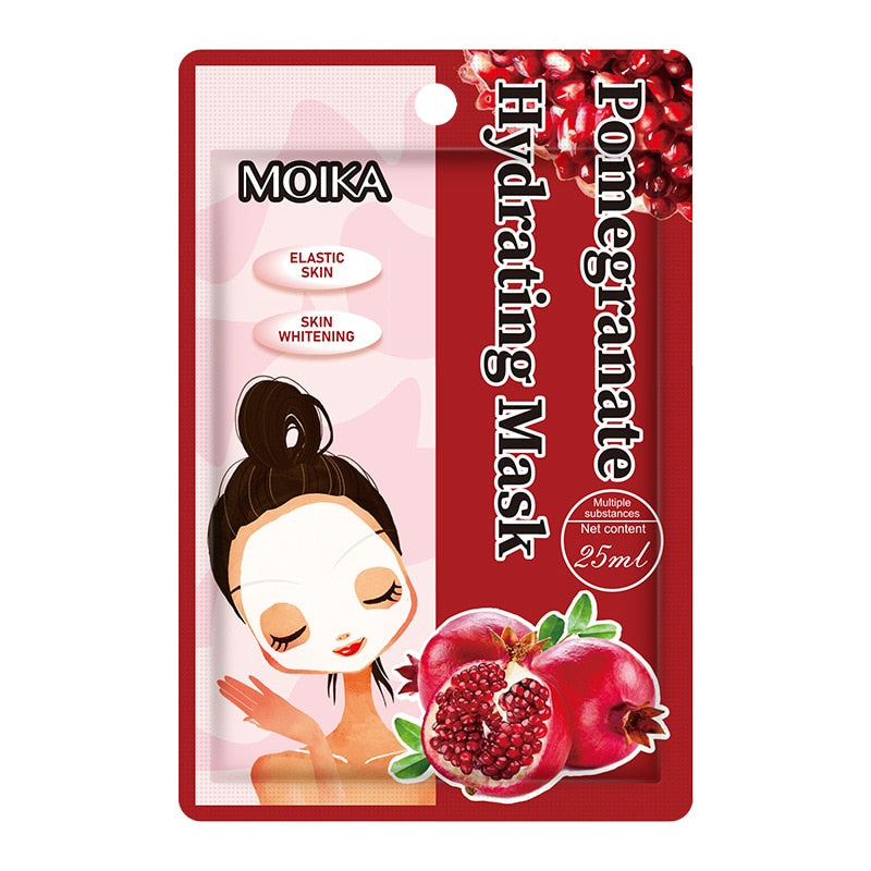 Green Tea Skin Care Plant Essence Face Mask Moisturizing Oil-Control Beauty Skin Pomegranate Rose Fruit Aloe Sheet Face Masks