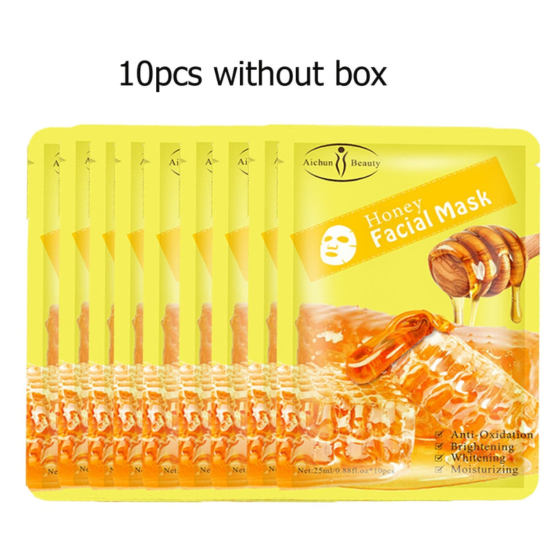 10Pcs/Box Honey Silk Facial Masks Brightening Anti-Aging Moisturizing Repair Oil-control Anti-acne Whitening Skin care Face mask