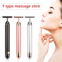 24k Gold Face Lift Bar Roller Vibration Slimming Massager Facial Stick Facial Beauty Skin Care T Shaped Vibrating Tool