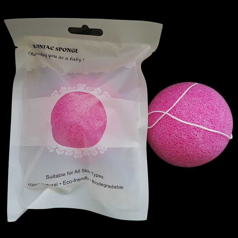 ShinBay 5pcs Konjac Sponge for Washing Face Round konjac konnyaku sponge Facial Cleansing Exfoliator Bathing Puff