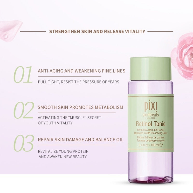 Pixi 5% Glow Glycolic Acid /Retinol/Collagen/Vitamin C/Clarity AHA + BHA Rose/Milk Toner Acne Treatment Oil-control Skin Care