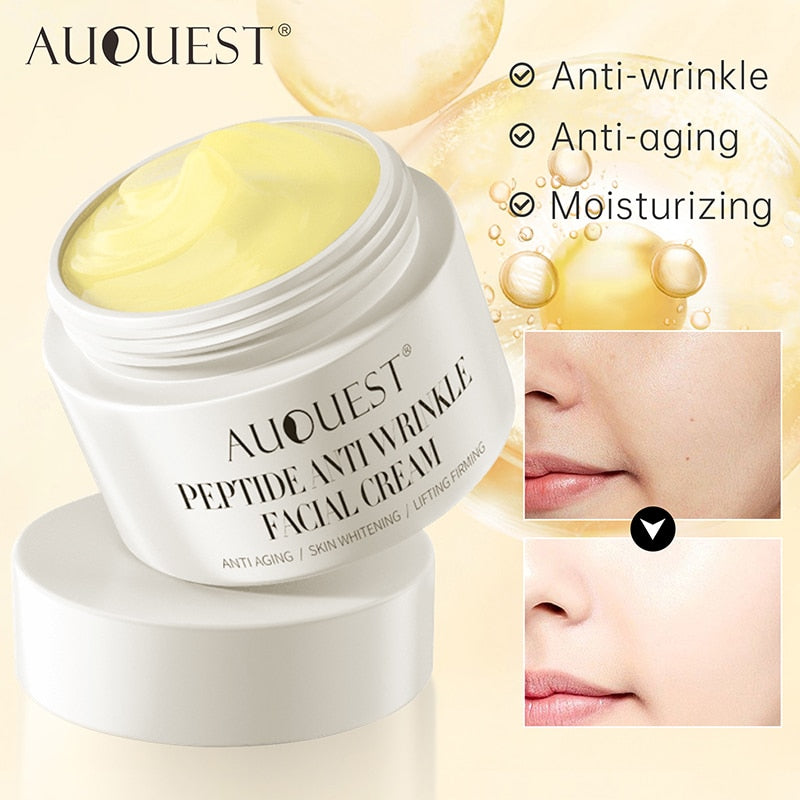 AUQUEST Peptide Anti-Wrinkle Facial Cream Lifting Anti Aging Hyaluronic Acid Moisturizing Smoothing Whitening Face Skin Care